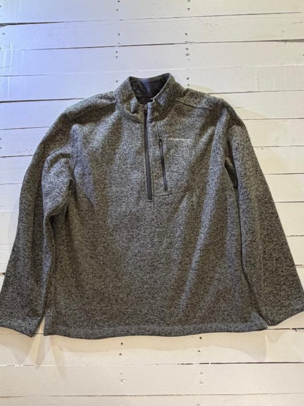 Eddie Bauer Men's XXL Gray Heathered 1/4 Zip Fleece Pullover Sweater